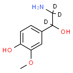 ChemSpider 2D Image | 4-[2-Amino-1-hydroxy(~2~H_3_)ethyl]-2-methoxyphenol | C9H10D3NO3