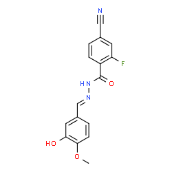 ChemSpider 2D Image | 4-Cyano-2-fluoro-N'-[(E)-(3-hydroxy-4-methoxyphenyl)methylene]benzohydrazide | C16H12FN3O3