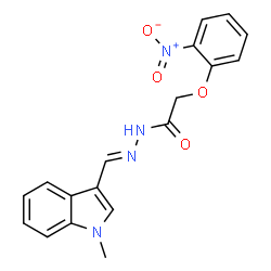 ChemSpider 2D Image | N'-[(E)-(1-Methyl-1H-indol-3-yl)methylene]-2-(2-nitrophenoxy)acetohydrazide | C18H16N4O4