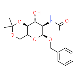 ChemSpider 2D Image | Benzyl (5xi)-2-acetamido-2-deoxy-4,6-O-isopropylidene-alpha-D-xylo-hexopyranoside | C18H25NO6
