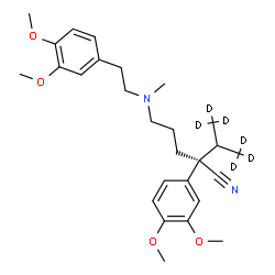 ChemSpider 2D Image | (2R)-2-(3,4-Dimethoxyphenyl)-5-{[2-(3,4-dimethoxyphenyl)ethyl](methyl)amino}-2-[(1,1,1,3,3,3-~2~H_6_)-2-propanyl]pentanenitrile | C27H32D6N2O4