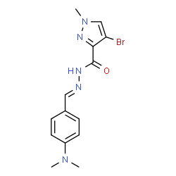 ChemSpider 2D Image | 4-Bromo-N'-{(E)-[4-(dimethylamino)phenyl]methylene}-1-methyl-1H-pyrazole-3-carbohydrazide | C14H16BrN5O