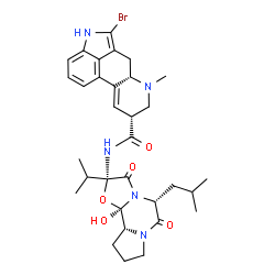 ChemSpider 2D Image | (2'beta,5alpha,5'beta,11'alpha,12'beta)-2-Bromo-12'-hydroxy-5'-isobutyl-2'-isopropyl-3',6',18-trioxoergotaman | C32H40BrN5O5