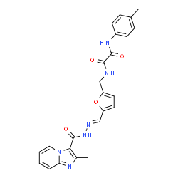 ChemSpider 2D Image | N-({5-[(E)-{[(2-Methylimidazo[1,2-a]pyridin-3-yl)carbonyl]hydrazono}methyl]-2-furyl}methyl)-N'-(4-methylphenyl)ethanediamide | C24H22N6O4
