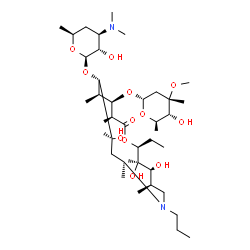ChemSpider 2D Image | (2S,3R,4S,5R,8S,10S,11R,12R,13R,14S)-2-Ethyl-3,4,10-trihydroxy-3,5,8,10,12,14-hexamethyl-15-oxo-7-propyl-11-{[3,4,6-trideoxy-3-(dimethylamino)-beta-L-xylo-hexopyranosyl]oxy}-1-oxa-7-azacyclopentadecan
-13-yl 2,6-dideoxy-3-C-methyl-3-O-methyl-alpha-D-ribo-hexopyranoside | C40H76N2O12