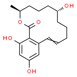 ChemSpider 2D Image | (3S,7R)-7,14,16-trihydroxy-3-methyl-3,4,5,6,7,8,9,10-octahydro-1H-2-benzoxacyclotetradecin-1-one | C18H24O5