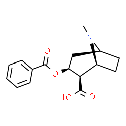 ChemSpider 2D Image | (1S,2R,3S,5S)-3-(Benzoyloxy)-8-methyl-8-azabicyclo[3.2.1]octane-2-carboxylic acid | C16H19NO4