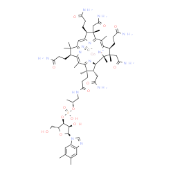 ChemSpider 2D Image | cobaltous;[(2R,3S,4R,5S)-5-(5,6-dimethylbenzimidazol-1-yl)-4-hydroxy-2-(hydroxymethyl)tetrahydrofuran-3-yl] [(1R)-1-methyl-2-[3-[(1R,2R,3R,5Z,7S,10Z,12S,13S,15Z,17S,18S,19R)-2,13,18-tris(2-amino-2-oxo-ethyl)-7,12,17-tris(3-amino-3-oxo-propyl)-3,5,8,8,13,15,18,19-octamethyl-2,7,12,17-tetrahydro-1H-corrin-24-id-3-yl]propanoylamino]ethyl] hydrogen phosphate;cyanide | C63H89CoN14O14P