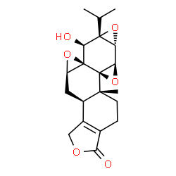 ChemSpider 2D Image | (3bR,4aR,5aR,6S,6aS,7aR,7bR,8aR,8bR)-6-Hydroxy-6a-isopropyl-8b-methyl-3b,4,4a,6,6a,7a,7b,8b,9,10-decahydrotrisoxireno[6,7:8a,9:4b,5]phenanthro[1,2-c]furan-1(3H)-one | C20H24O6