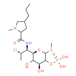 ChemSpider 2D Image | Methyl (5R)-5-{(1S,2S)-2-chloro-1-[(1-methyl-4-propylprolyl)amino]propyl}-2-O-phosphono-1-thio-L-glycero-pentopyranoside | C18H34ClN2O8PS