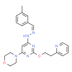 ChemSpider 2D Image | 4-{6-[(2Z)-2-(3-Methylbenzylidene)hydrazino]-2-[2-(2-pyridinyl)ethoxy]-4-pyrimidinyl}morpholine | C23H26N6O2