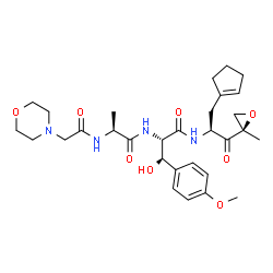 ChemSpider 2D Image | 4,5-Anhydro-1-(1-cyclopenten-1-yl)-1,2-dideoxy-4-methyl-2-{[N-(4-morpholinylacetyl)-L-alanyl-(betaR)-beta-hydroxy-O-methyl-L-tyrosyl]amino}-D-erythro-pent-3-ulose | C30H42N4O8