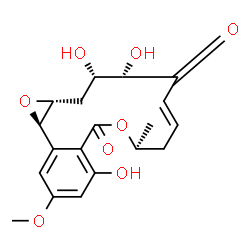 ChemSpider 2D Image | (1aR,8S,10E,14S,15aR)-5,13,14-Trihydroxy-3-methoxy-8-methyl-8,9,13,14,15,15a-hexahydro-6H-oxireno[k][2]benzoxacyclotetradecine-6,12(1aH)-dione | C19H22O8