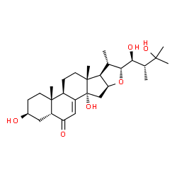 ChemSpider 2D Image | (3beta,5beta,22R,23S,24R)-3,14,23,25-Tetrahydroxy-24-methylfurost-7-en-6-one | C28H44O6