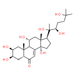 ChemSpider 2D Image | (2beta,3beta,5beta,9xi,11alpha,22R)-2,3,11,14,20,22,25-Heptahydroxycholest-7-en-6-one | C27H44O8