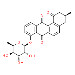 ChemSpider 2D Image | (3S)-3-Methyl-1,7,12-trioxo-1,2,3,4,7,12-hexahydro-8-tetraphenyl 6-deoxy-beta-D-gulopyranoside | C25H24O8
