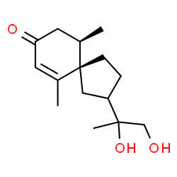ChemSpider 2D Image | (5S,10R)-2-(1,2-Dihydroxy-2-propanyl)-6,10-dimethylspiro[4.5]dec-6-en-8-one | C15H24O3