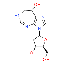 ChemSpider 2D Image | (8S)-3-(2-Deoxy-L-erythro-pentofuranosyl)-3,6,7,8-tetrahydroimidazo[4,5-d][1,3]diazepin-8-ol | C11H16N4O4