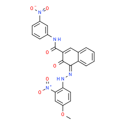 ChemSpider 2D Image | (4Z)-4-[(4-Methoxy-2-nitrophenyl)hydrazono]-N-(3-nitrophenyl)-3-oxo-3,4-dihydro-2-naphthalenecarboxamide | C24H17N5O7