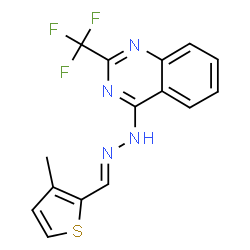 ChemSpider 2D Image | 4-{(2E)-2-[(3-Methyl-2-thienyl)methylene]hydrazino}-2-(trifluoromethyl)quinazoline | C15H11F3N4S
