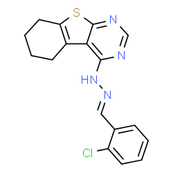 ChemSpider 2D Image | 4-[(2E)-2-(2-Chlorobenzylidene)hydrazino]-5,6,7,8-tetrahydro[1]benzothieno[2,3-d]pyrimidine | C17H15ClN4S