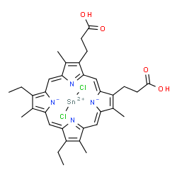 ChemSpider 2D Image | 3-[(1Z,4Z,9Z,15Z)-18-(2-carboxyethyl)-8,13-diethyl-3,7,12,17-tetramethyl-porphyrin-21,23-diid-2-yl]propanoic acid;dichlorotin(2+) | C34H36Cl2N4O4Sn