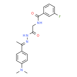 ChemSpider 2D Image | N-{2-[(2E)-2-{1-[4-(Dimethylamino)phenyl]ethylidene}hydrazino]-2-oxoethyl}-3-fluorobenzamide | C19H21FN4O2