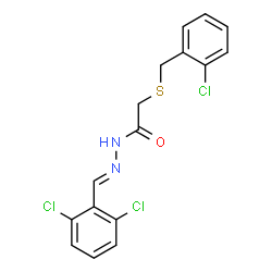 ChemSpider 2D Image | 2-[(2-Chlorobenzyl)sulfanyl]-N'-[(E)-(2,6-dichlorophenyl)methylene]acetohydrazide | C16H13Cl3N2OS