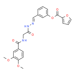 ChemSpider 2D Image | 3-[(E)-({[(3,4-Dimethoxybenzoyl)amino]acetyl}hydrazono)methyl]phenyl 2-furoate | C23H21N3O7