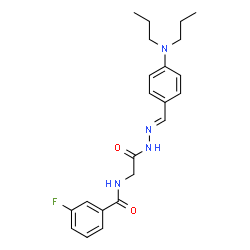 ChemSpider 2D Image | N-(2-{(2E)-2-[4-(Dipropylamino)benzylidene]hydrazino}-2-oxoethyl)-3-fluorobenzamide | C22H27FN4O2