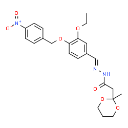 ChemSpider 2D Image | N'-[(E)-{3-Ethoxy-4-[(4-nitrobenzyl)oxy]phenyl}methylene]-2-(2-methyl-1,3-dioxan-2-yl)acetohydrazide | C23H27N3O7