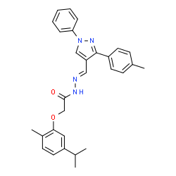 ChemSpider 2D Image | 2-(5-Isopropyl-2-methylphenoxy)-N'-{(E)-[3-(4-methylphenyl)-1-phenyl-1H-pyrazol-4-yl]methylene}acetohydrazide | C29H30N4O2