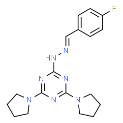 ChemSpider 2D Image | 4-fluorobenzaldehyde (4,6-dipyrrolidin-1-yl-1,3,5-triazin-2-yl)hydrazone | C18H22FN7