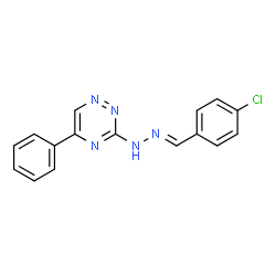ChemSpider 2D Image | 3-[(2E)-2-(4-Chlorobenzylidene)hydrazino]-5-phenyl-1,2,4-triazine | C16H12ClN5