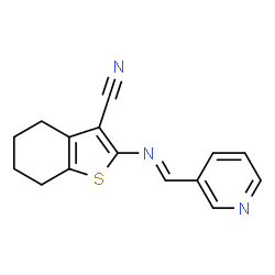 ChemSpider 2D Image | 2-[(E)-(3-Pyridinylmethylene)amino]-4,5,6,7-tetrahydro-1-benzothiophene-3-carbonitrile | C15H13N3S