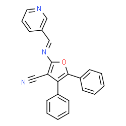 ChemSpider 2D Image | 4,5-Diphenyl-2-[(E)-(3-pyridinylmethylene)amino]-3-furonitrile | C23H15N3O