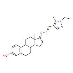 ChemSpider 2D Image | (17E)-17-{(2E)-[(1-Ethyl-5-methyl-1H-pyrazol-4-yl)methylene]hydrazono}estra-1,3,5(10)-trien-3-ol | C25H32N4O