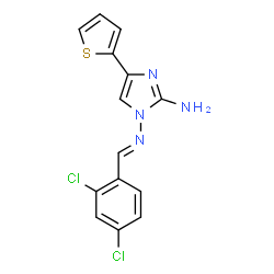 ChemSpider 2D Image | 1-[(E)-(2,4-Dichlorobenzylidene)amino]-4-(2-thienyl)-1H-imidazol-2-amine | C14H10Cl2N4S