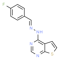 ChemSpider 2D Image | 4-[(2E)-2-(4-Fluorobenzylidene)hydrazino]thieno[2,3-d]pyrimidine | C13H9FN4S