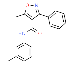 ChemSpider 2D Image | N-(3,4-Dimethylphenyl)-5-methyl-3-phenyl-1,2-oxazole-4-carboxamide | C19H18N2O2
