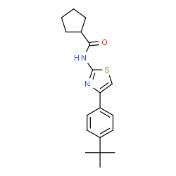 ChemSpider 2D Image | N-{4-[4-(2-Methyl-2-propanyl)phenyl]-1,3-thiazol-2-yl}cyclopentanecarboxamide | C19H24N2OS