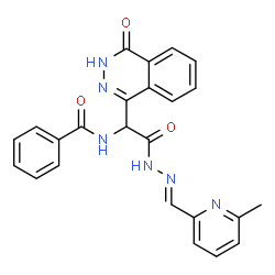 ChemSpider 2D Image | N-[1-(4-Hydroxyphthalazin-1-yl)-2-{(2E)-2-[(6-methylpyridin-2-yl)methylene]hydrazino}-2-oxoethyl]benzamide | C24H20N6O3
