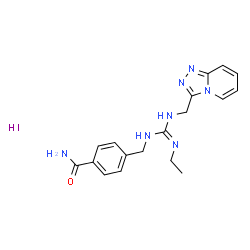 ChemSpider 2D Image | 4-{[N''-Ethyl-N'-([1,2,4]triazolo[4,3-a]pyridin-3-ylmethyl)carbamimidamido]methyl}benzamide hydroiodide (1:1) | C18H22IN7O