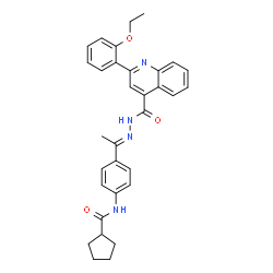 ChemSpider 2D Image | N-{4-[(1E)-N-{[2-(2-Ethoxyphenyl)-4-quinolinyl]carbonyl}ethanehydrazonoyl]phenyl}cyclopentanecarboxamide | C32H32N4O3