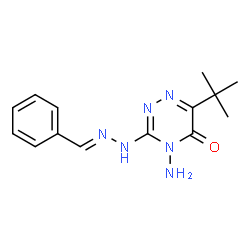 ChemSpider 2D Image | 4-Amino-3-[(2E)-2-benzylidenehydrazino]-6-(2-methyl-2-propanyl)-1,2,4-triazin-5(4H)-one | C14H18N6O