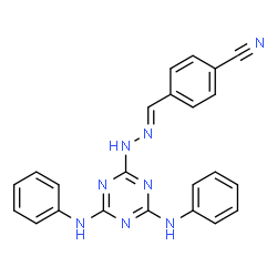 ChemSpider 2D Image | 4-{(E)-[(4,6-Dianilino-1,3,5-triazin-2-yl)hydrazono]methyl}benzonitrile | C23H18N8