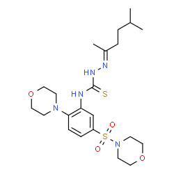 ChemSpider 2D Image | (2E)-2-(5-Methyl-2-hexanylidene)-N-[2-(4-morpholinyl)-5-(4-morpholinylsulfonyl)phenyl]hydrazinecarbothioamide | C22H35N5O4S2
