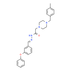 ChemSpider 2D Image | 2-[4-(4-Methylbenzyl)-1-piperazinyl]-N'-[(E)-(3-phenoxyphenyl)methylene]acetohydrazide | C27H30N4O2