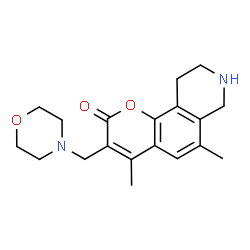 ChemSpider 2D Image | 4,6-Dimethyl-3-(4-morpholinylmethyl)-7,8,9,10-tetrahydro-2H-pyrano[2,3-f]isoquinolin-2-one | C19H24N2O3