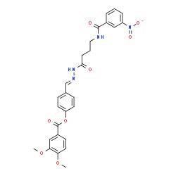 ChemSpider 2D Image | 4-[(E)-({4-[(3-Nitrobenzoyl)amino]butanoyl}hydrazono)methyl]phenyl 3,4-dimethoxybenzoate | C27H26N4O8